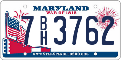 MD license plate 7BH3762