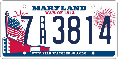 MD license plate 7BH3814