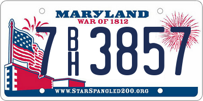 MD license plate 7BH3857