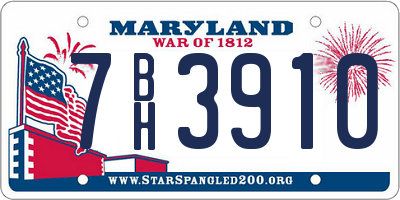 MD license plate 7BH3910