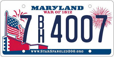 MD license plate 7BH4007
