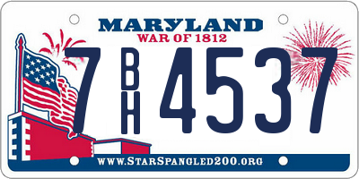 MD license plate 7BH4537
