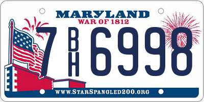 MD license plate 7BH6998