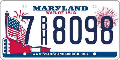 MD license plate 7BH8098