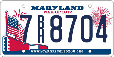 MD license plate 7BH8704