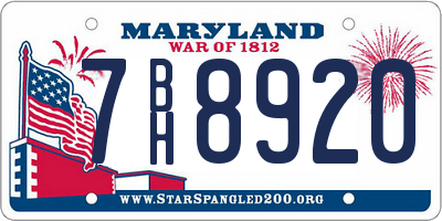 MD license plate 7BH8920
