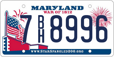 MD license plate 7BH8996