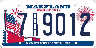 MD license plate 7BH9012
