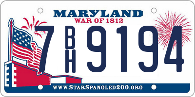 MD license plate 7BH9194