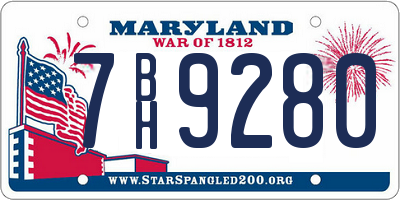 MD license plate 7BH9280