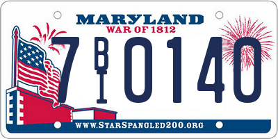 MD license plate 7BI0140