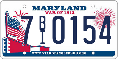 MD license plate 7BI0154
