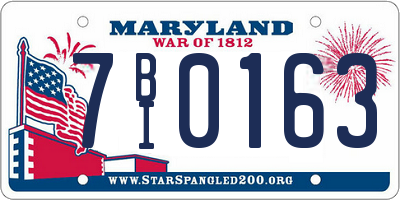 MD license plate 7BI0163