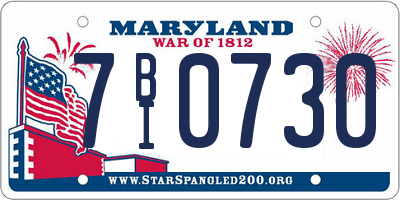 MD license plate 7BI0730