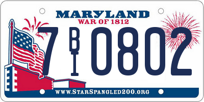 MD license plate 7BI0802