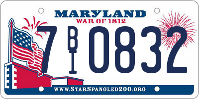 MD license plate 7BI0832