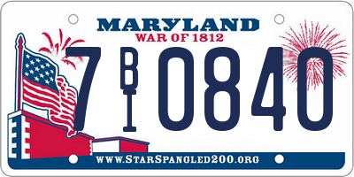 MD license plate 7BI0840