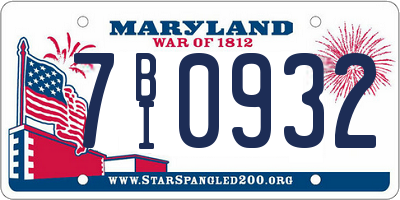 MD license plate 7BI0932