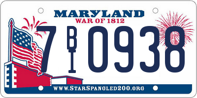 MD license plate 7BI0938