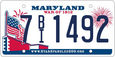 MD license plate 7BI1492
