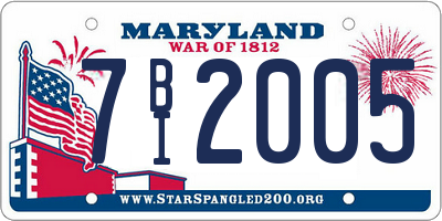 MD license plate 7BI2005
