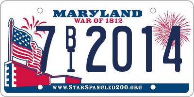 MD license plate 7BI2014