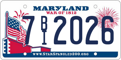 MD license plate 7BI2026