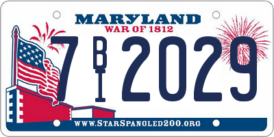 MD license plate 7BI2029