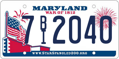 MD license plate 7BI2040