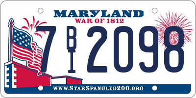 MD license plate 7BI2098
