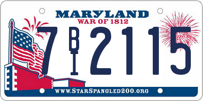 MD license plate 7BI2115