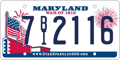 MD license plate 7BI2116