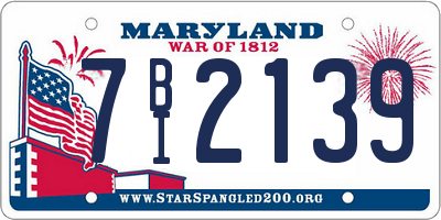 MD license plate 7BI2139