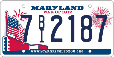 MD license plate 7BI2187