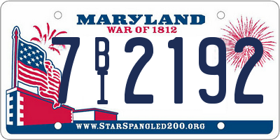 MD license plate 7BI2192