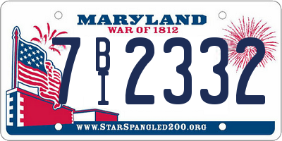 MD license plate 7BI2332