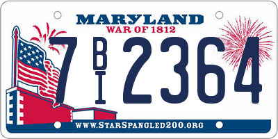 MD license plate 7BI2364
