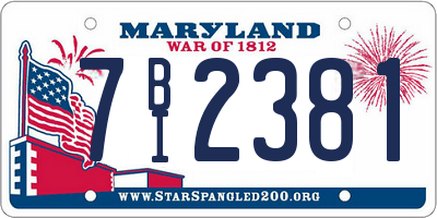 MD license plate 7BI2381