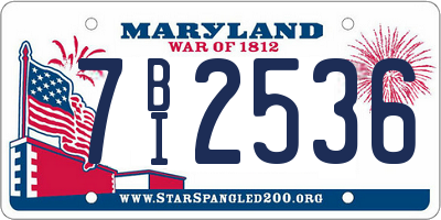 MD license plate 7BI2536