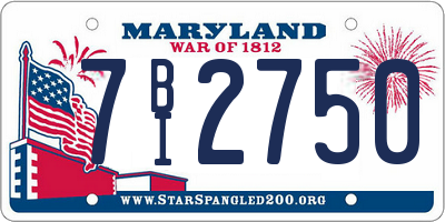 MD license plate 7BI2750