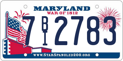 MD license plate 7BI2783