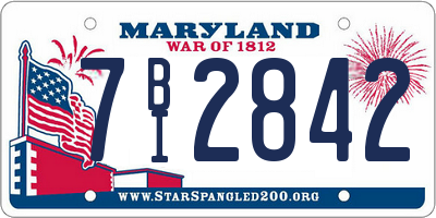 MD license plate 7BI2842