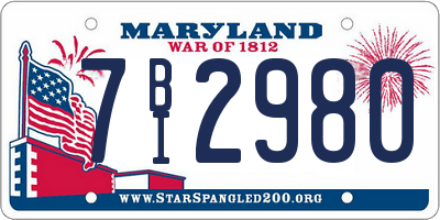MD license plate 7BI2980