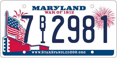 MD license plate 7BI2981