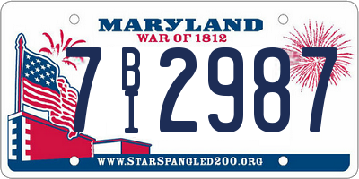 MD license plate 7BI2987