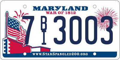 MD license plate 7BI3003