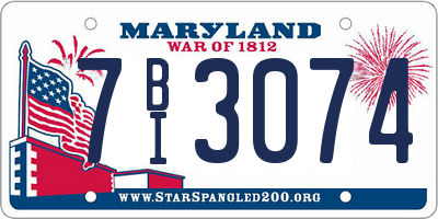 MD license plate 7BI3074