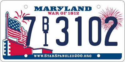 MD license plate 7BI3102