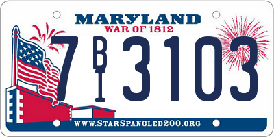 MD license plate 7BI3103