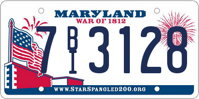 MD license plate 7BI3128